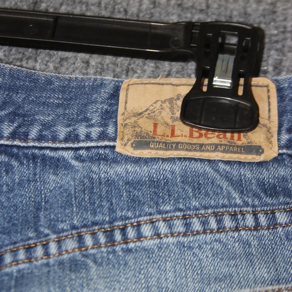 VTG LL Bean Flannel Lined Jeans Mens 32x32 Blue‎ Classic Fit 505661 Distressed